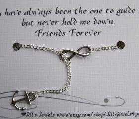 Infinity and Anchor Charm Necklace and Quote Inspirational Card- Bridesmaids Gift - Friendship Necklace - Friends Forever - Quote Gift